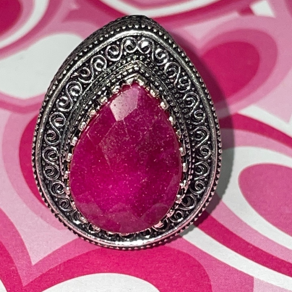 Huge Ruby Silver Ring - image 1